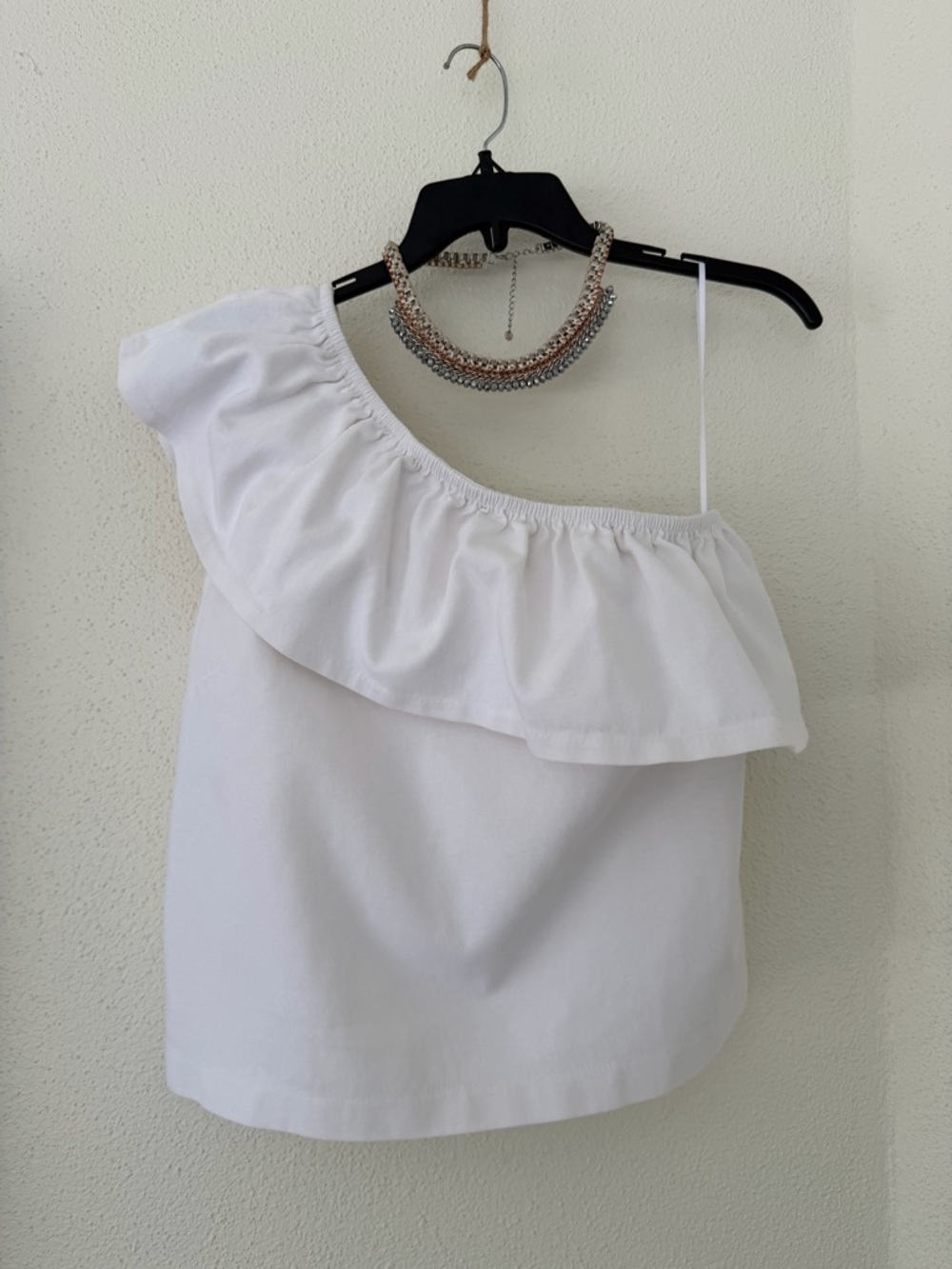 J Crew One-Shoulder Ruffle White Women's Top Size S-M